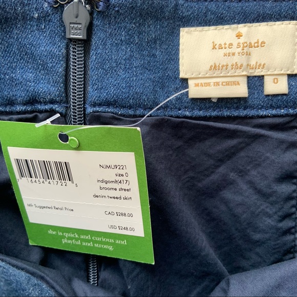 Kate Spade Denim Trim Tweed Skirt NWT - Picture 3 of 6